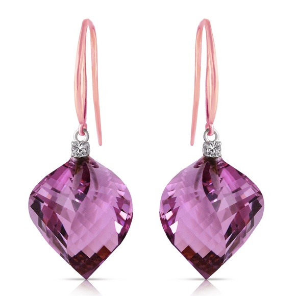 EARRINGS W DIAMONDS & TWISTED BRIOLETTE AMETHYST